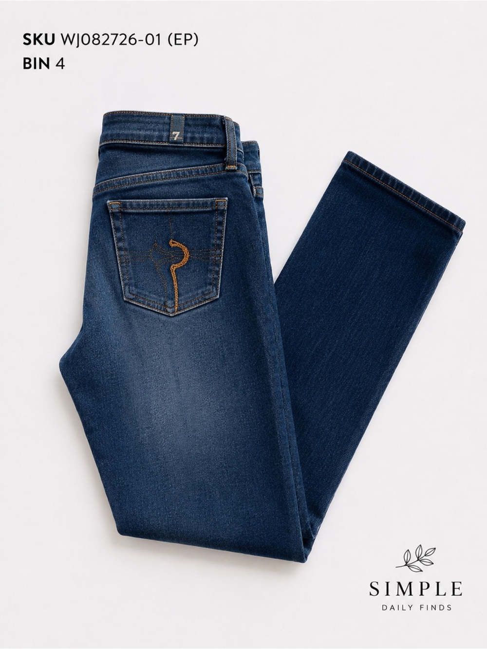 7 For All Mankind Karah Straight Leg Jeans Womens 28 Dark Wash Stretch Denim